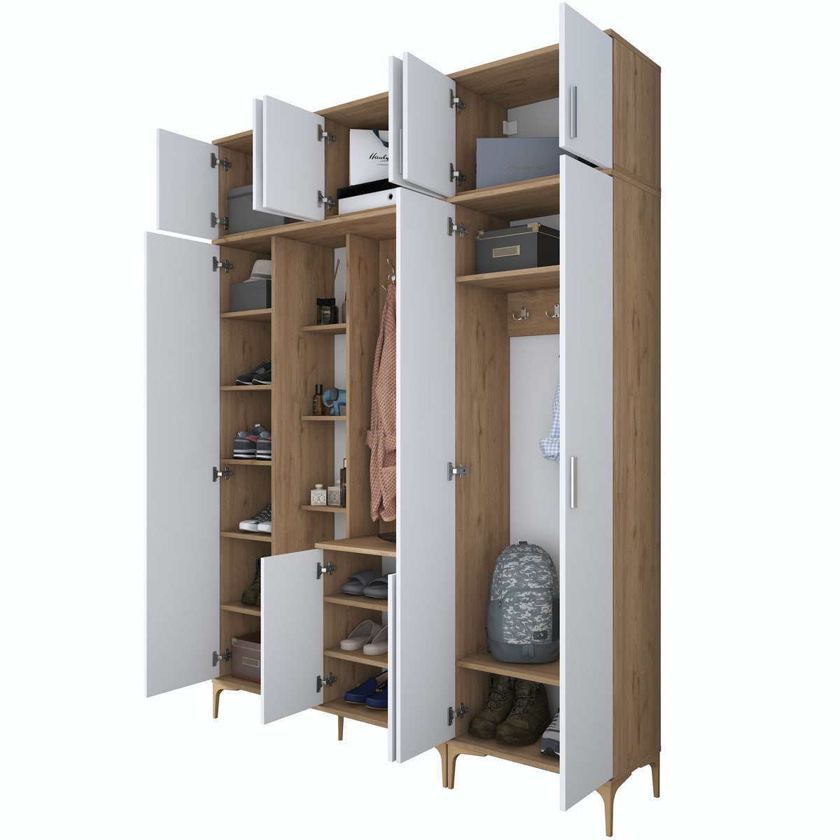 Έπιπλο Εισόδου Kamena Καρυδί - Λευκό 180x37.5x240 εκ. Μελαμίνης