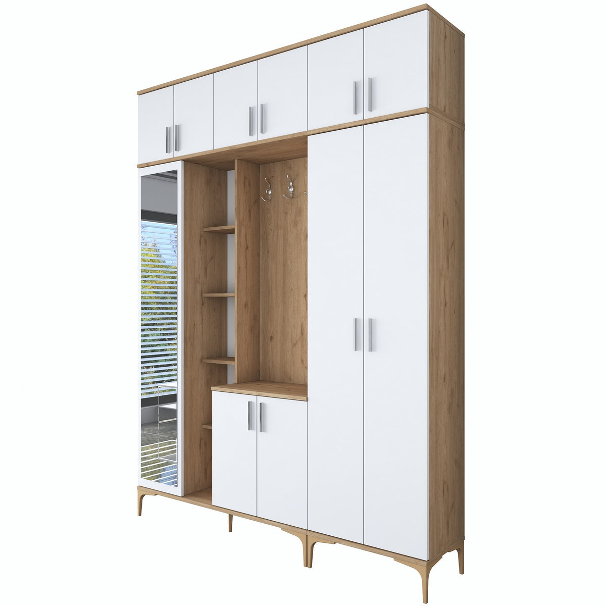 Έπιπλο Εισόδου Kamena Καρυδί - Λευκό 180x37.5x240 εκ. Μελαμίνης