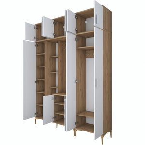 Έπιπλο Εισόδου Kamena Καρυδί - Λευκό 180x37.5x240 εκ. Μελαμίνης