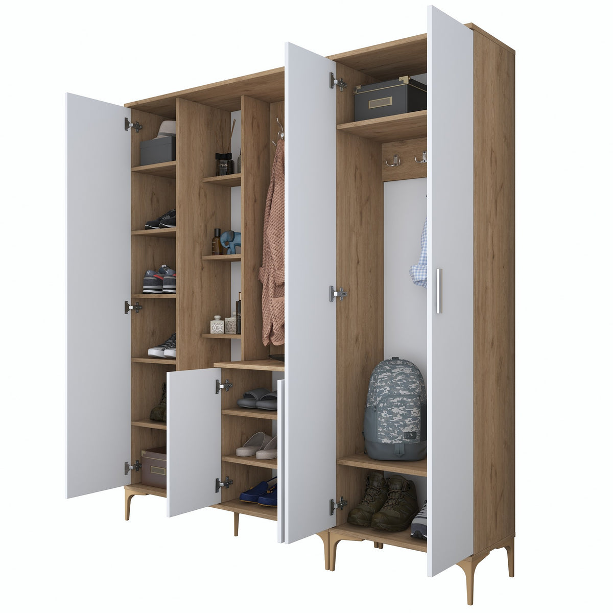 Έπιπλο Εισόδου Kandanos Καρυδί - Λευκό 180x37.5x198.6 εκ. Μελαμίνης