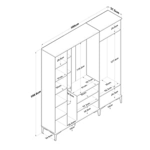 Έπιπλο Εισόδου Kandanos Καρυδί - Λευκό 180x37.5x198.6 εκ. Μελαμίνης