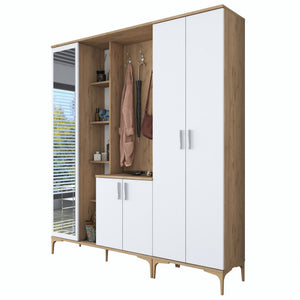 Έπιπλο Εισόδου Karavostasi Καρυδί - Λευκό 180x37.5x198.6 εκ. Μελαμίνης