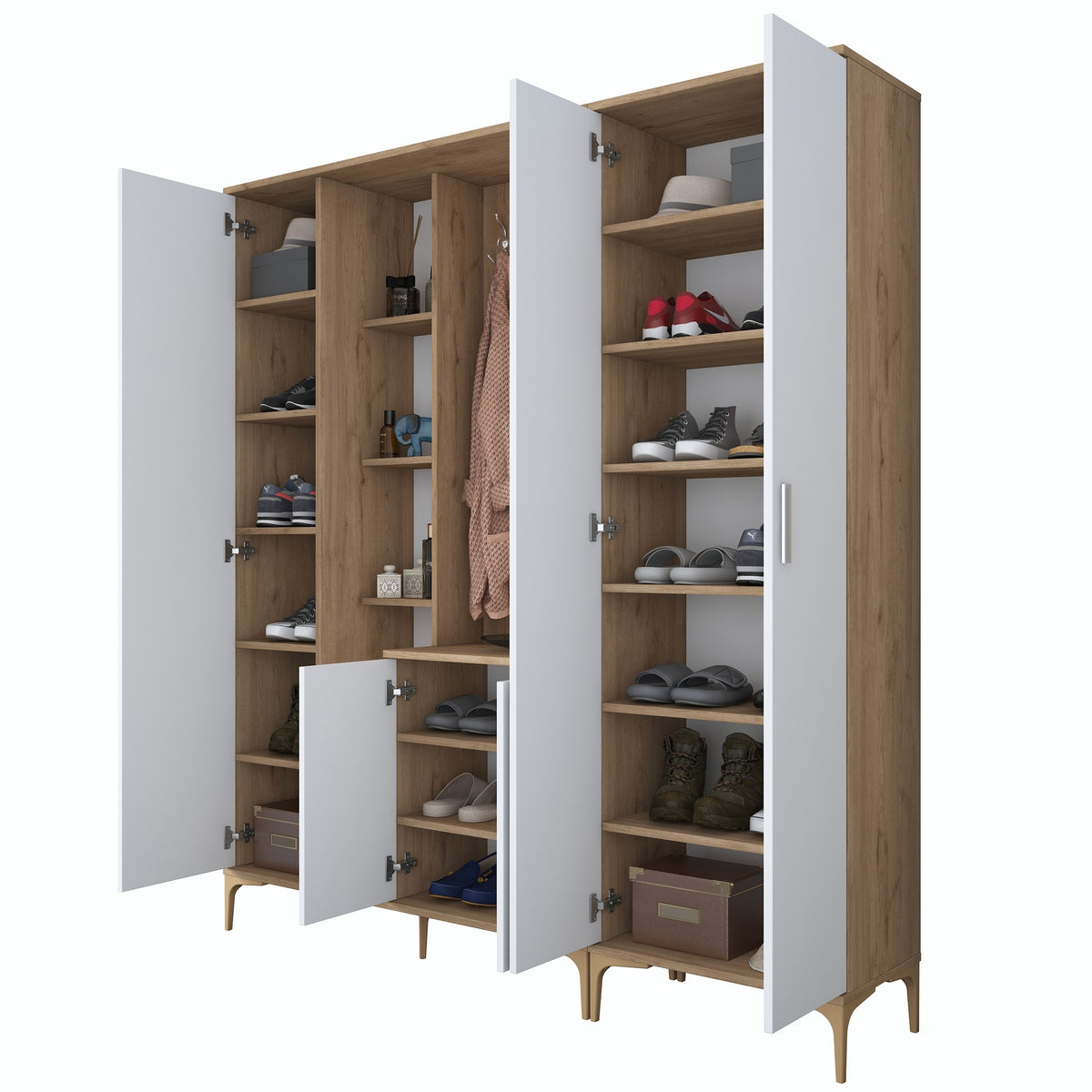 Έπιπλο Εισόδου Karavostasi Καρυδί - Λευκό 180x37.5x198.6 εκ. Μελαμίνης