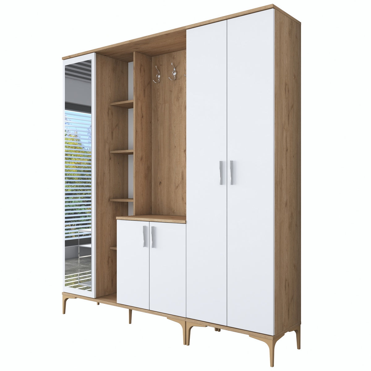 Έπιπλο Εισόδου Karavostasi Καρυδί - Λευκό 180x37.5x198.6 εκ. Μελαμίνης