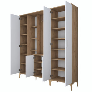 Έπιπλο Εισόδου Karavostasi Καρυδί - Λευκό 180x37.5x198.6 εκ. Μελαμίνης