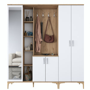 Έπιπλο Εισόδου Karavostasi Καρυδί - Λευκό 180x37.5x198.6 εκ. Μελαμίνης
