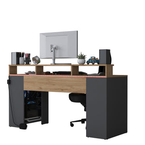 Γραφείο Lefkadia Καρυδί - Ανθρακί 160x55x89.5 εκ. Μελαμίνης