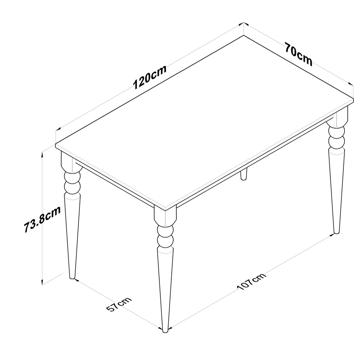 Τραπέζι Τραπεζαρίας Kyria Καρυδί - Λευκό 120x70x73.8 εκ. Μελαμίνης