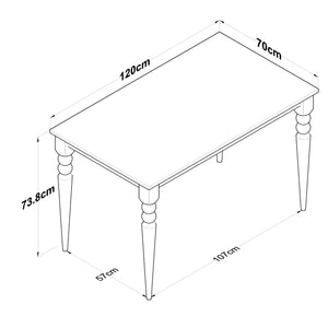 Τραπέζι Τραπεζαρίας Kyria Καρυδί - Λευκό 120x70x73.8 εκ. Μελαμίνης