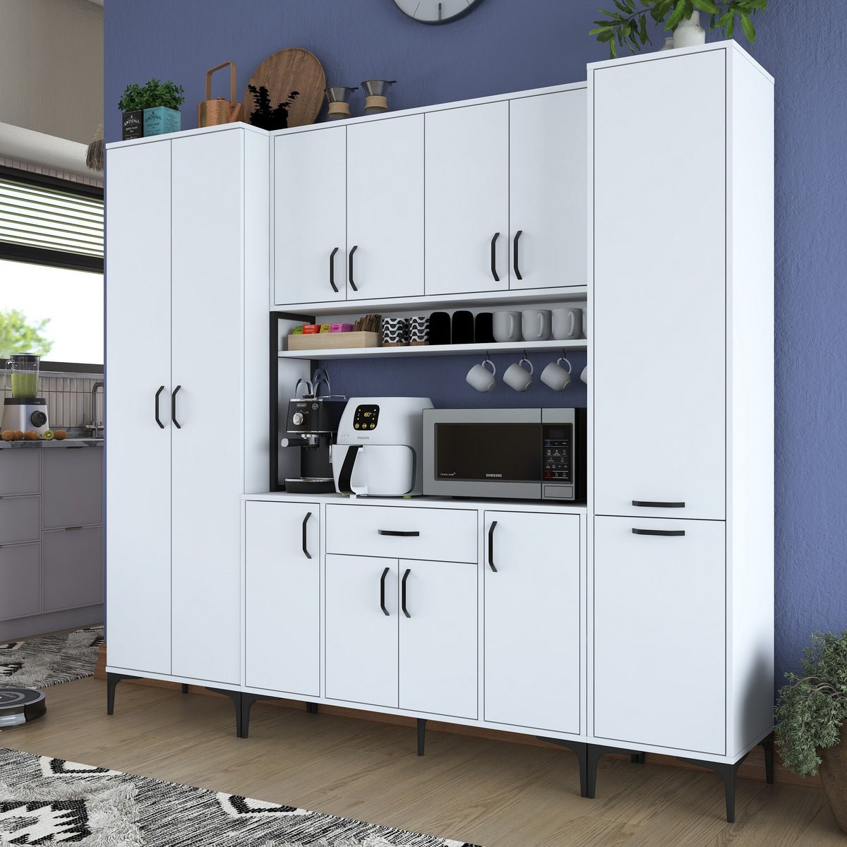 Στήλη Αποθήκευσης Rodopi Λευκό 220x40x198.6 εκ. Μελαμίνης