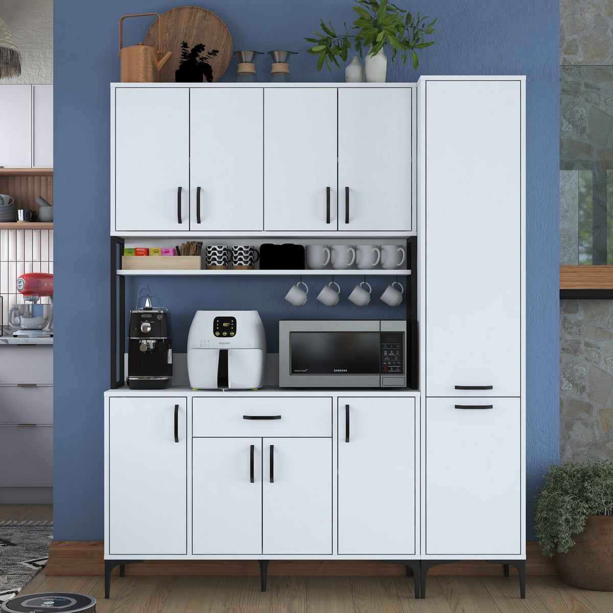 Στήλη Αποθήκευσης Milina Λευκό 160x40x198.6 εκ. Μελαμίνης