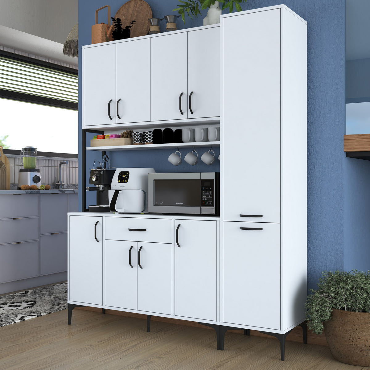 Στήλη Αποθήκευσης Milina Λευκό 160x40x198.6 εκ. Μελαμίνης