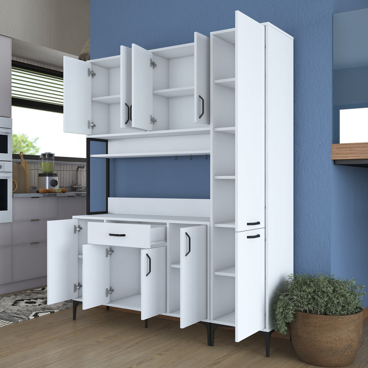 Στήλη Αποθήκευσης Milina Λευκό 160x40x198.6 εκ. Μελαμίνης