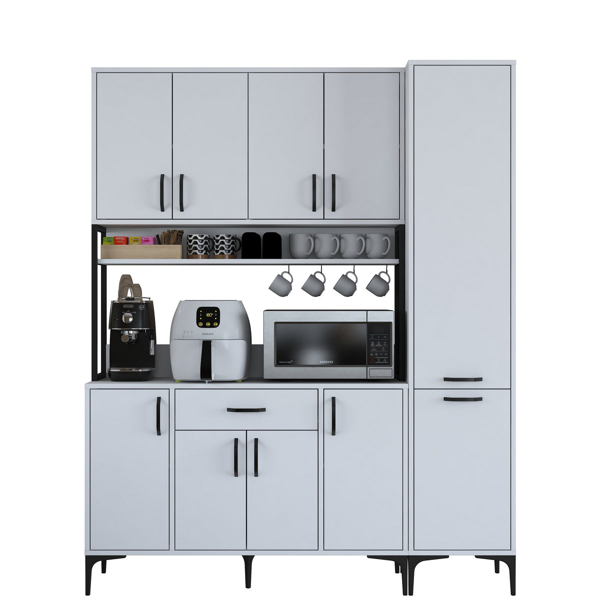 Στήλη Αποθήκευσης Milina Λευκό 160x40x198.6 εκ. Μελαμίνης