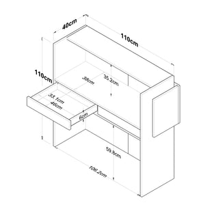 Γραφείο Υποδοχής Prasonisi Λευκό - Ανθρακί 110x40x110 εκ. Μελαμίνης