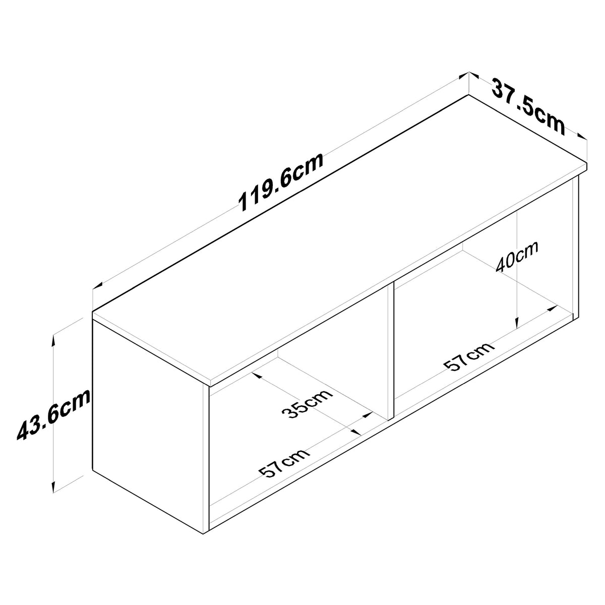 Ντουλάπι Τοίχου Papingo Λευκό 119.6x37.5x43.6 εκ. Μελαμίνης - Pakobazaar