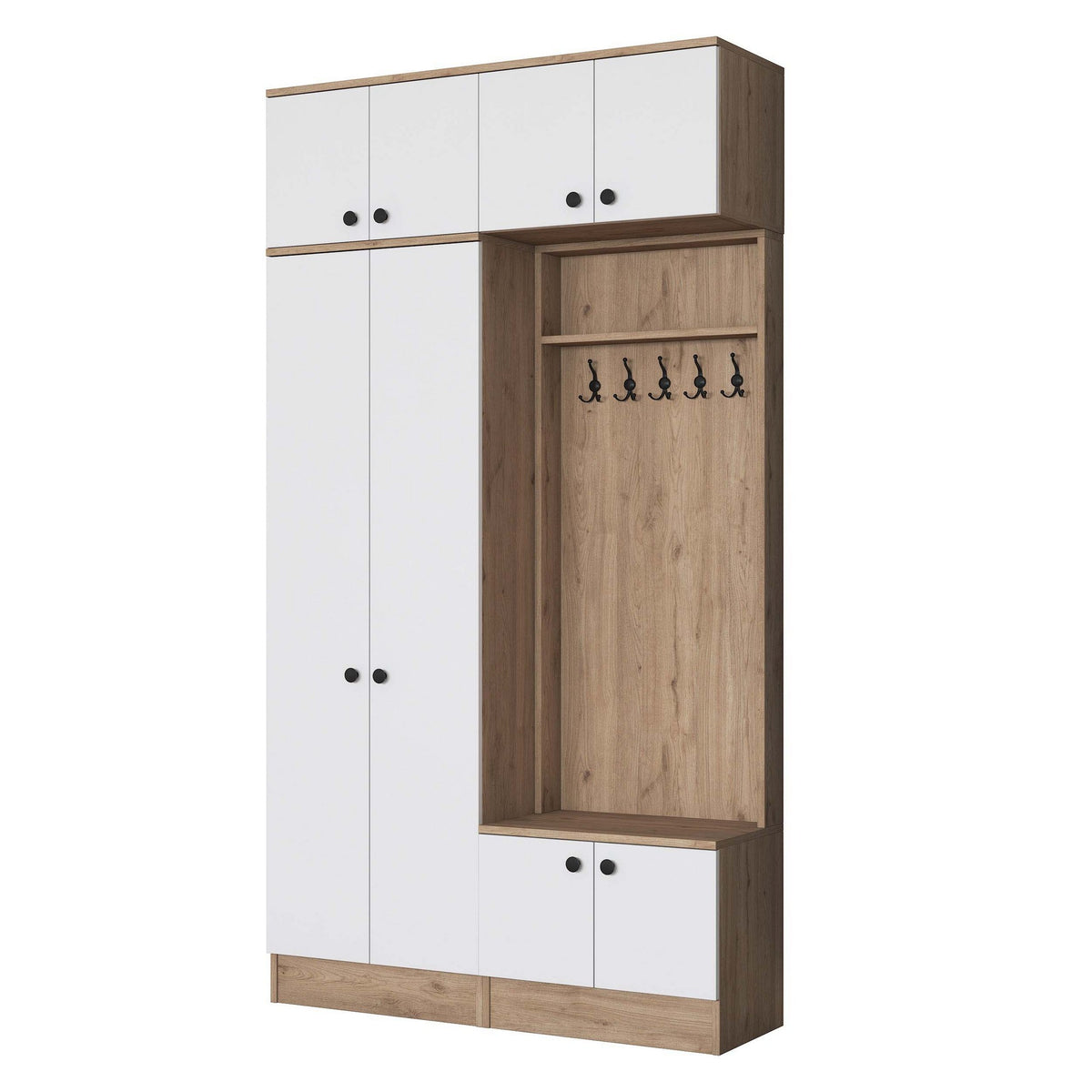 Έπιπλο Εισόδου Pineios Καρυδί - Λευκό 119.6x37.5x226.4 εκ. Μελαμίνης