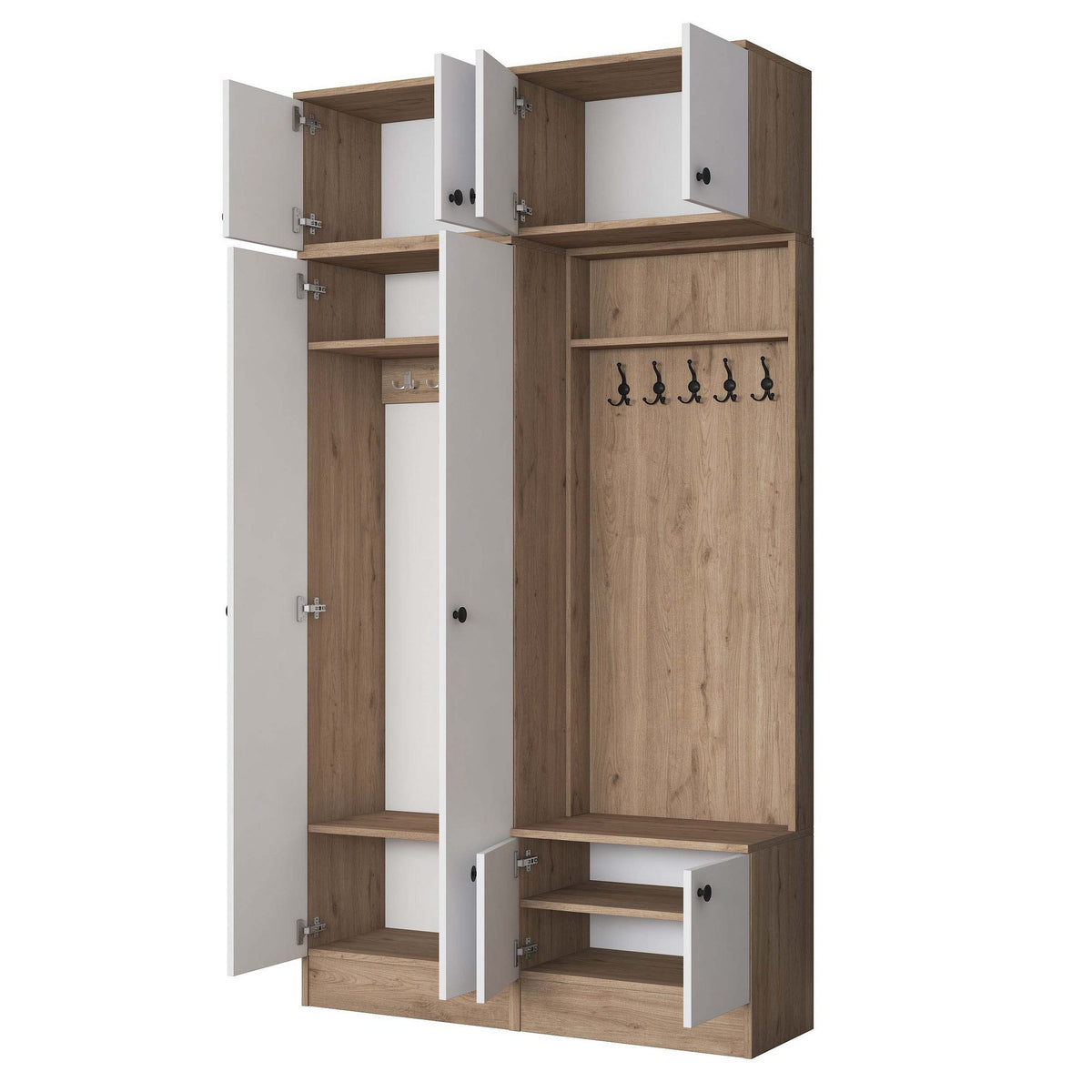 Έπιπλο Εισόδου Pineios Καρυδί - Λευκό 119.6x37.5x226.4 εκ. Μελαμίνης