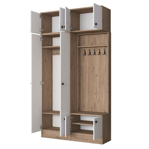 Έπιπλο Εισόδου Pineios Καρυδί - Λευκό 119.6x37.5x226.4 εκ. Μελαμίνης