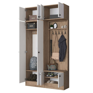 Έπιπλο Εισόδου Pineios Καρυδί - Λευκό 119.6x37.5x226.4 εκ. Μελαμίνης
