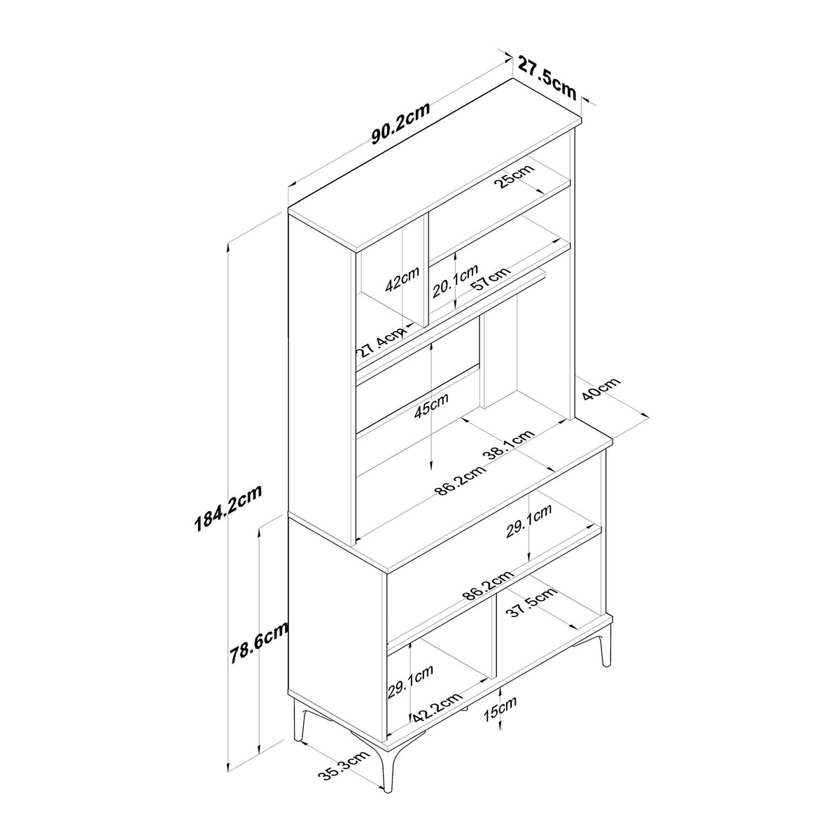 Στήλη Αποθήκευσης Folegandros Καρυδί - Λευκό 90.2x40x184.2 εκ. Μελαμίνης