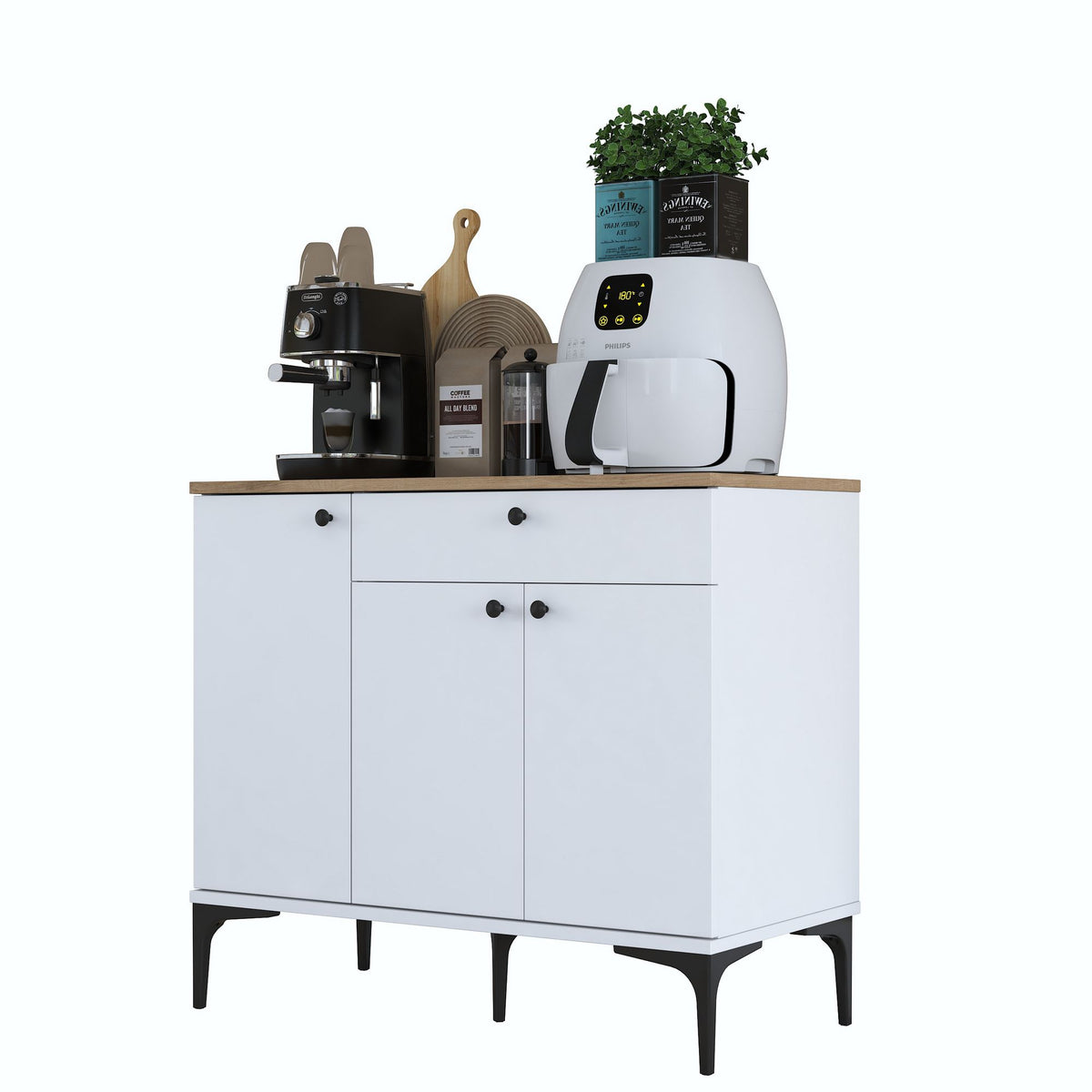 Ντουλάπι Καφέ Frikes Καρυδί - Λευκό 90.2x45x78.6 εκ. Μελαμίνης