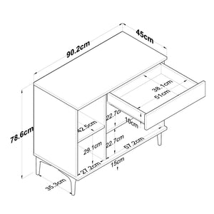 Ντουλάπι Καφέ Frikes Καρυδί - Λευκό 90.2x45x78.6 εκ. Μελαμίνης