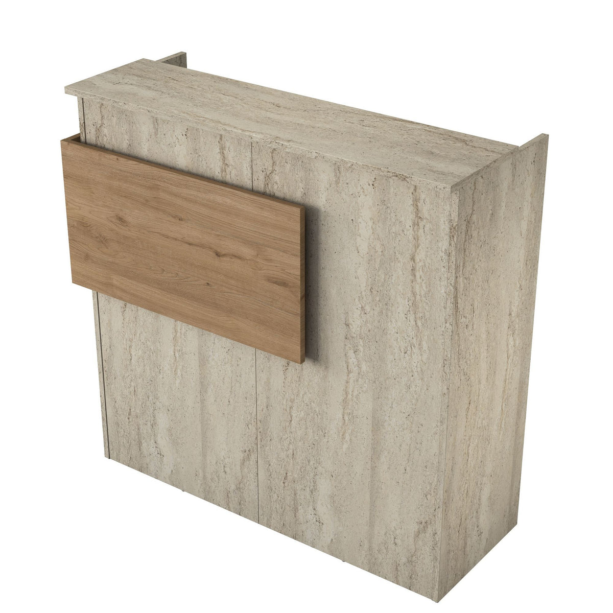 Γραφείο Υποδοχής Margarites Με LED Travertine - Καρυδί 110x40x110 εκ. Μελαμίνης