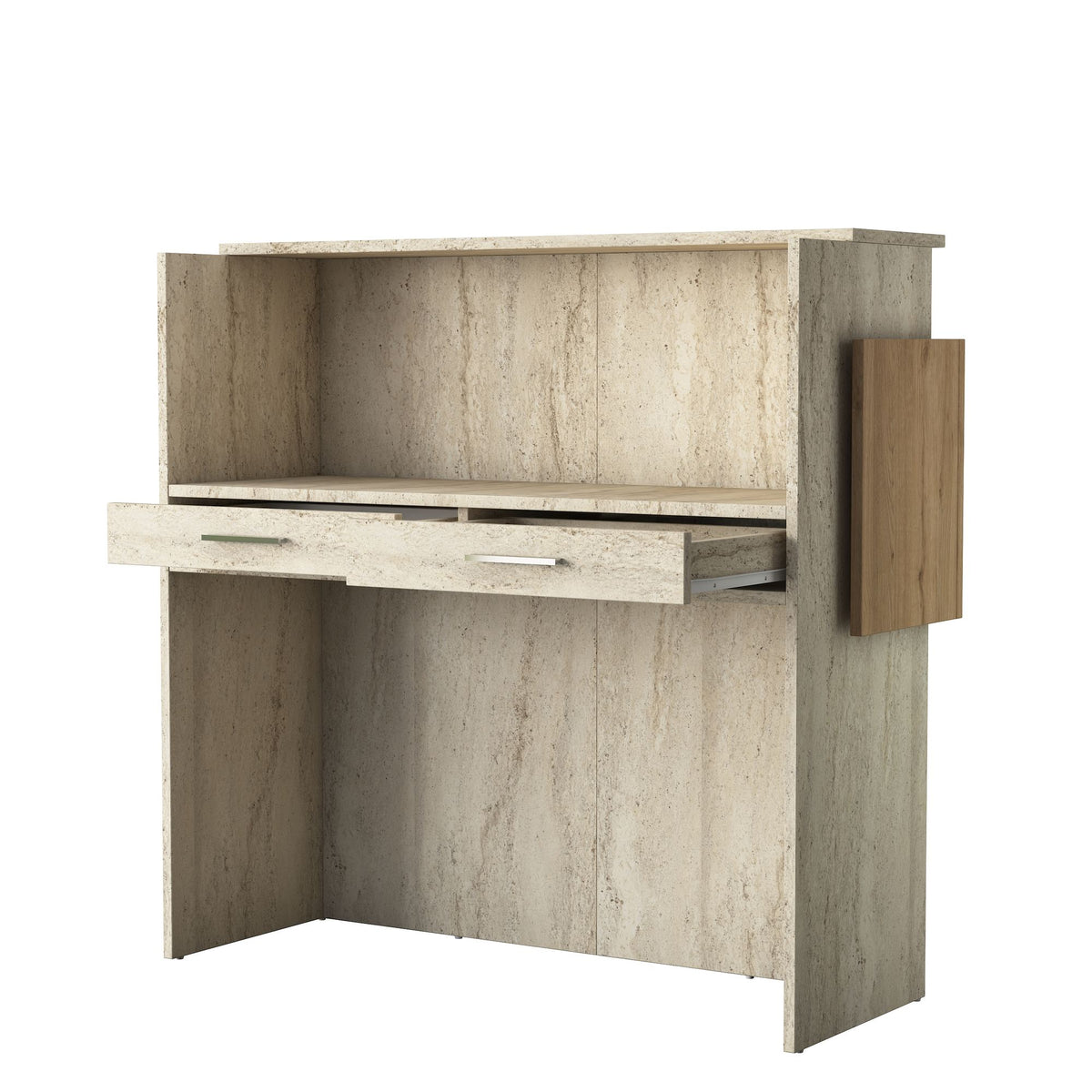Γραφείο Υποδοχής Margarites Με LED Travertine - Καρυδί 110x40x110 εκ. Μελαμίνης
