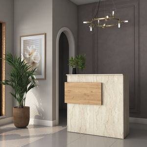 Γραφείο Υποδοχής Margarites Με LED Travertine - Καρυδί 110x40x110 εκ. Μελαμίνης