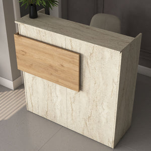 Γραφείο Υποδοχής Margarites Με LED Travertine - Καρυδί 110x40x110 εκ. Μελαμίνης
