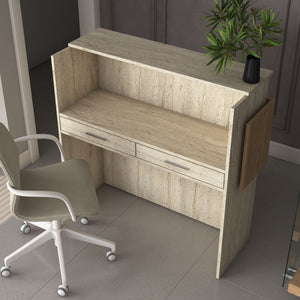Γραφείο Υποδοχής Margarites Με LED Travertine - Καρυδί 110x40x110 εκ. Μελαμίνης