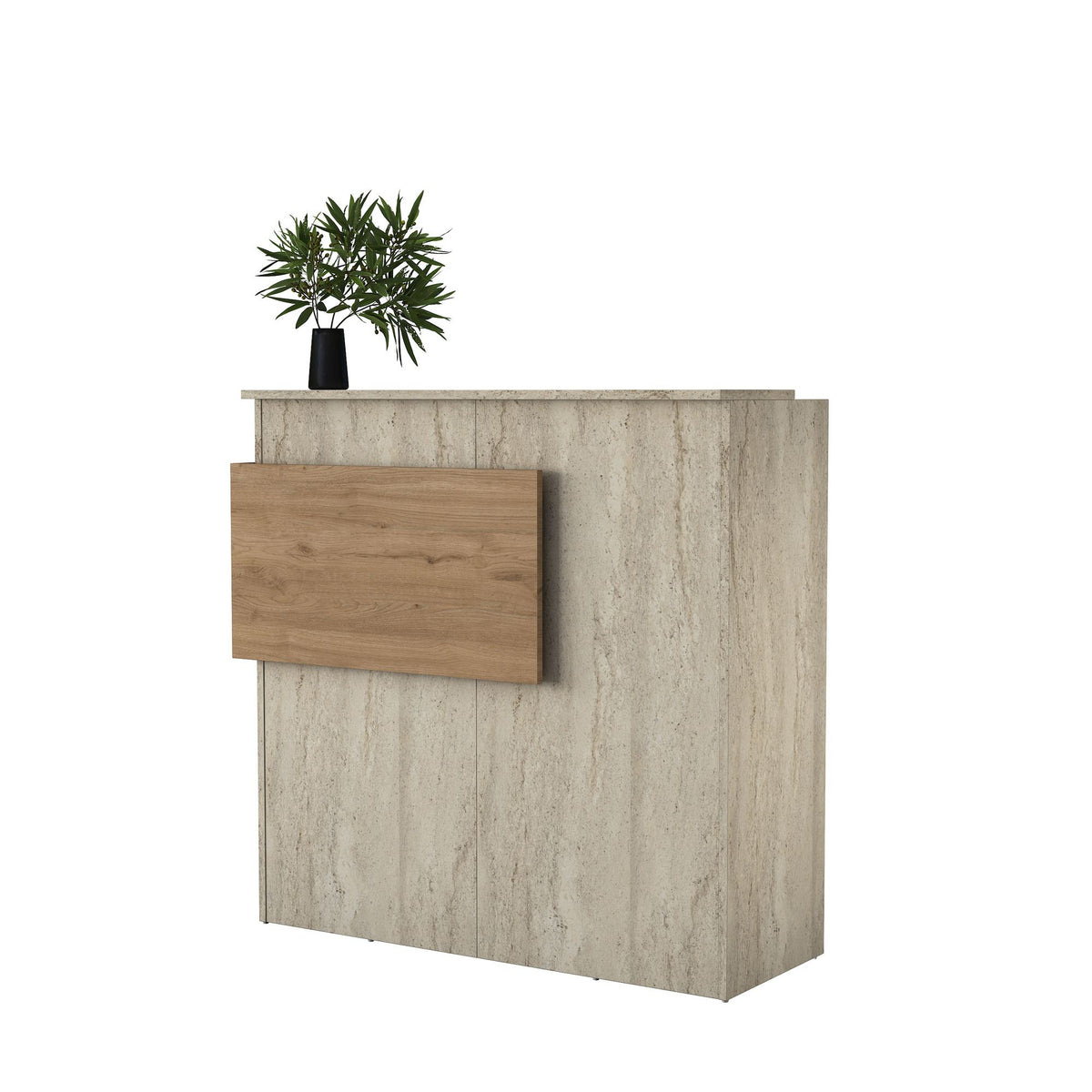 Γραφείο Υποδοχής Margarites Με LED Travertine - Καρυδί 110x40x110 εκ. Μελαμίνης