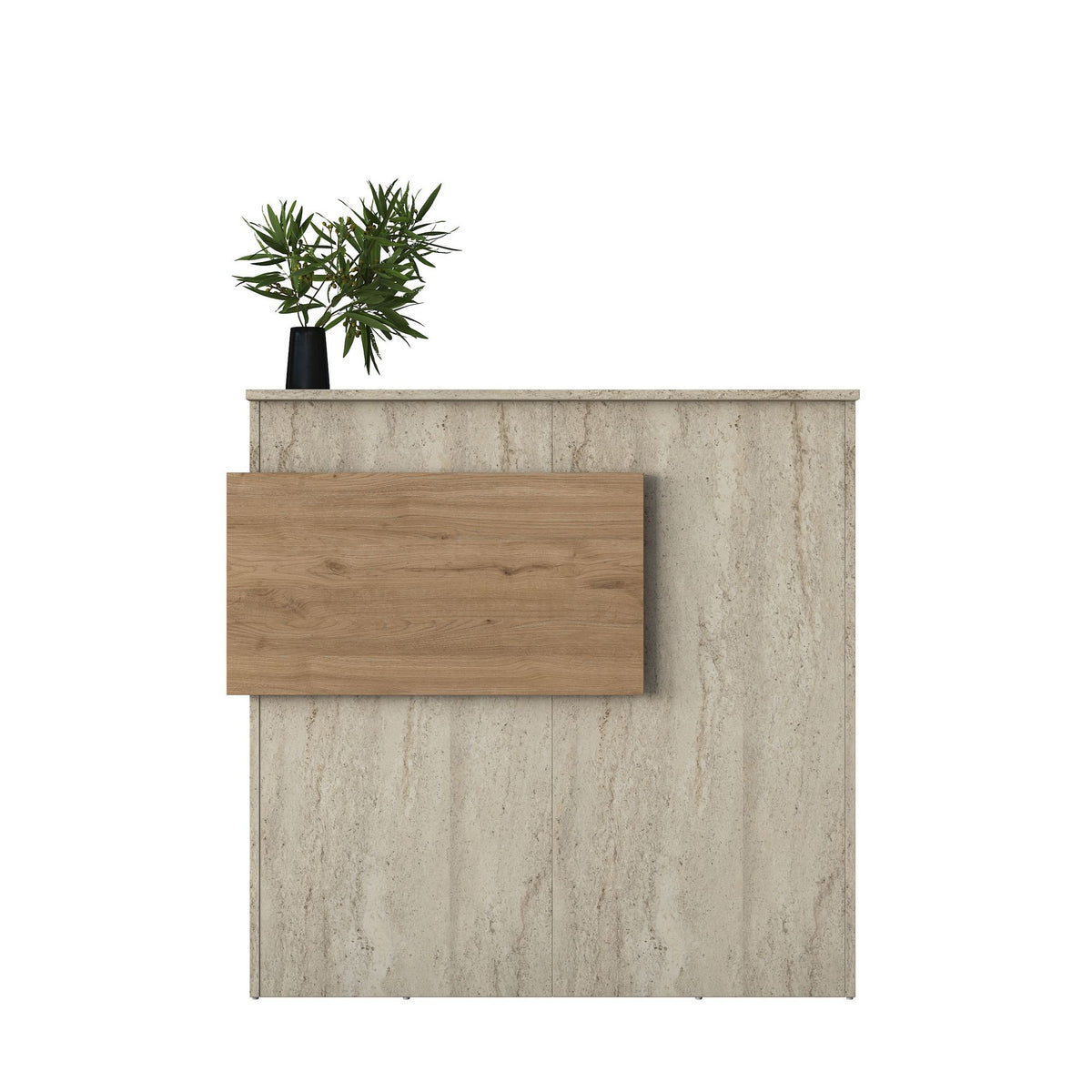 Γραφείο Υποδοχής Margarites Με LED Travertine - Καρυδί 110x40x110 εκ. Μελαμίνης
