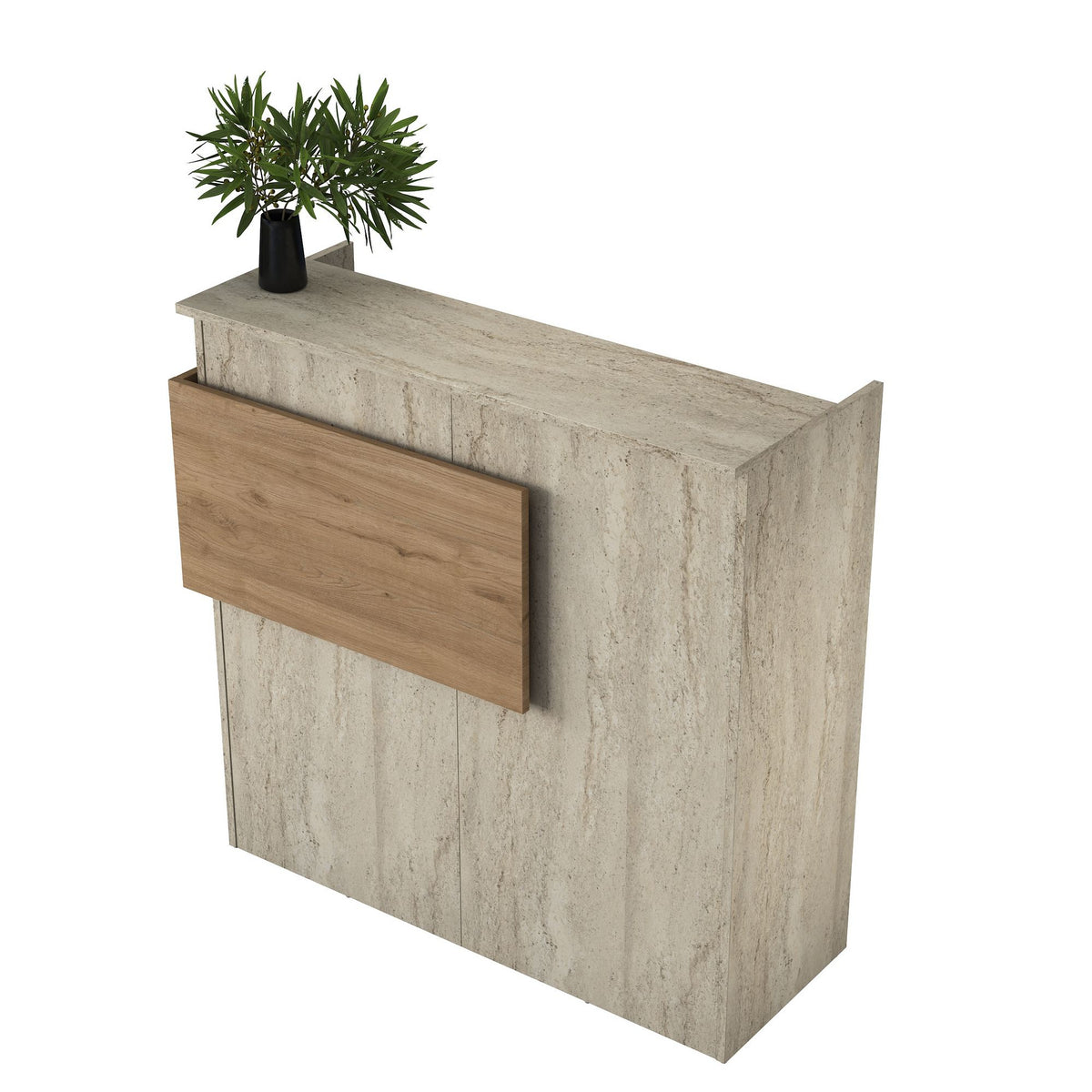 Γραφείο Υποδοχής Margarites Με LED Travertine - Καρυδί 110x40x110 εκ. Μελαμίνης