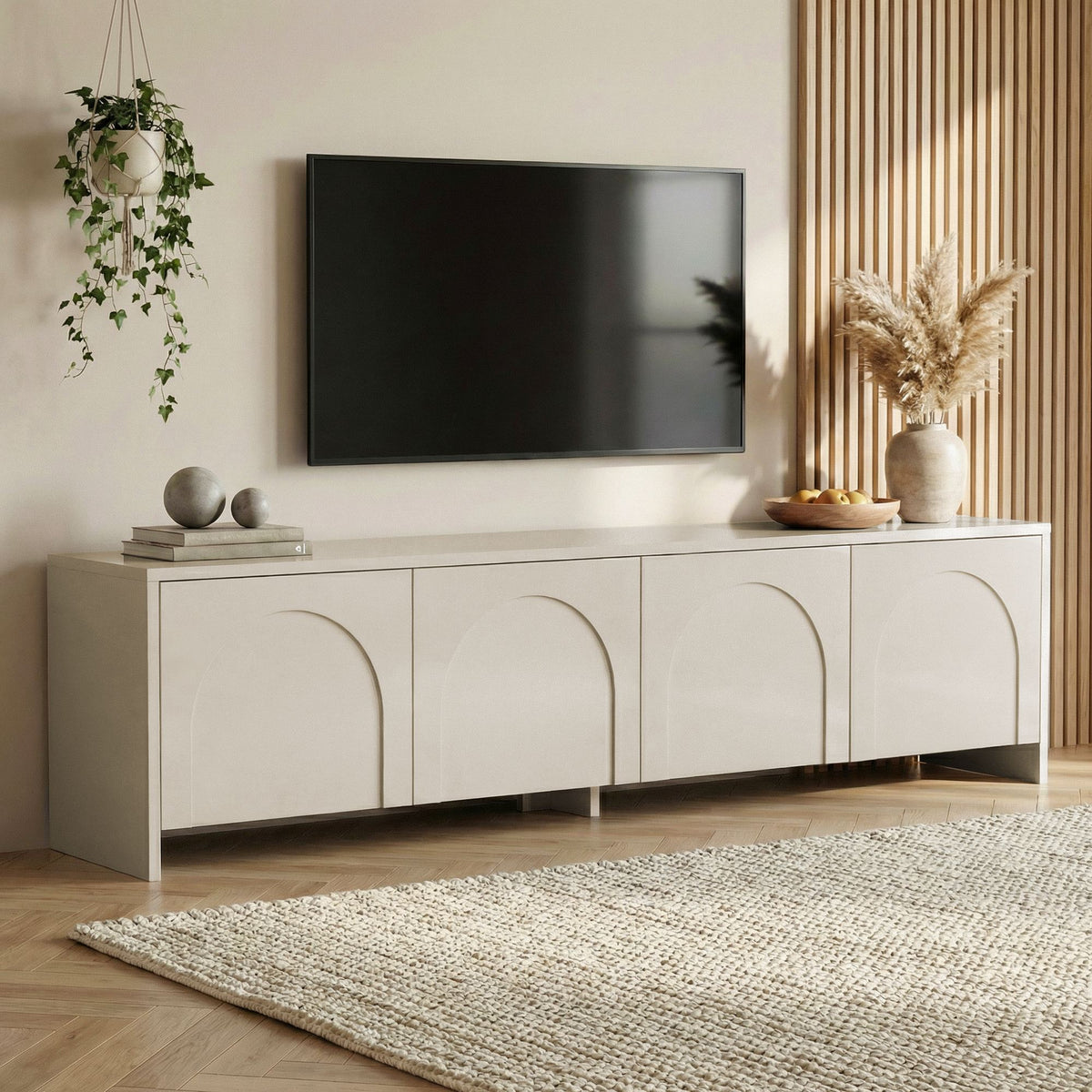 Έπιπλο Τηλεόρασης Sounio Κρεμ 180x32x45 εκ. Μελαμίνης - Pakobazaar