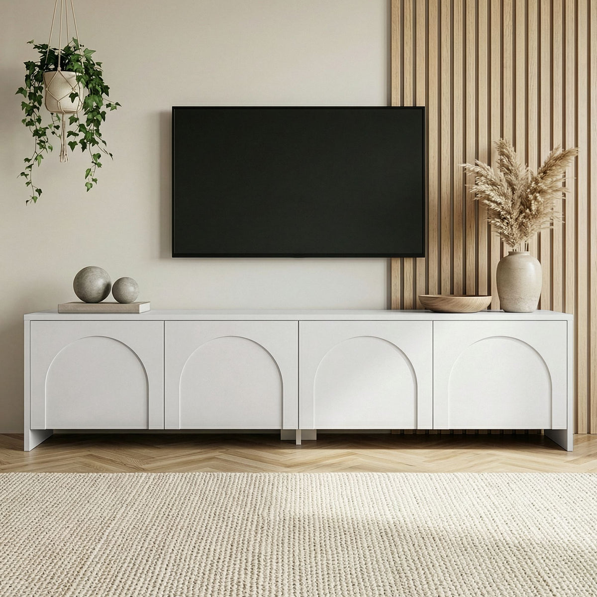 Έπιπλο Τηλεόρασης Sounio Λευκό 180x32x45 εκ. Μελαμίνης