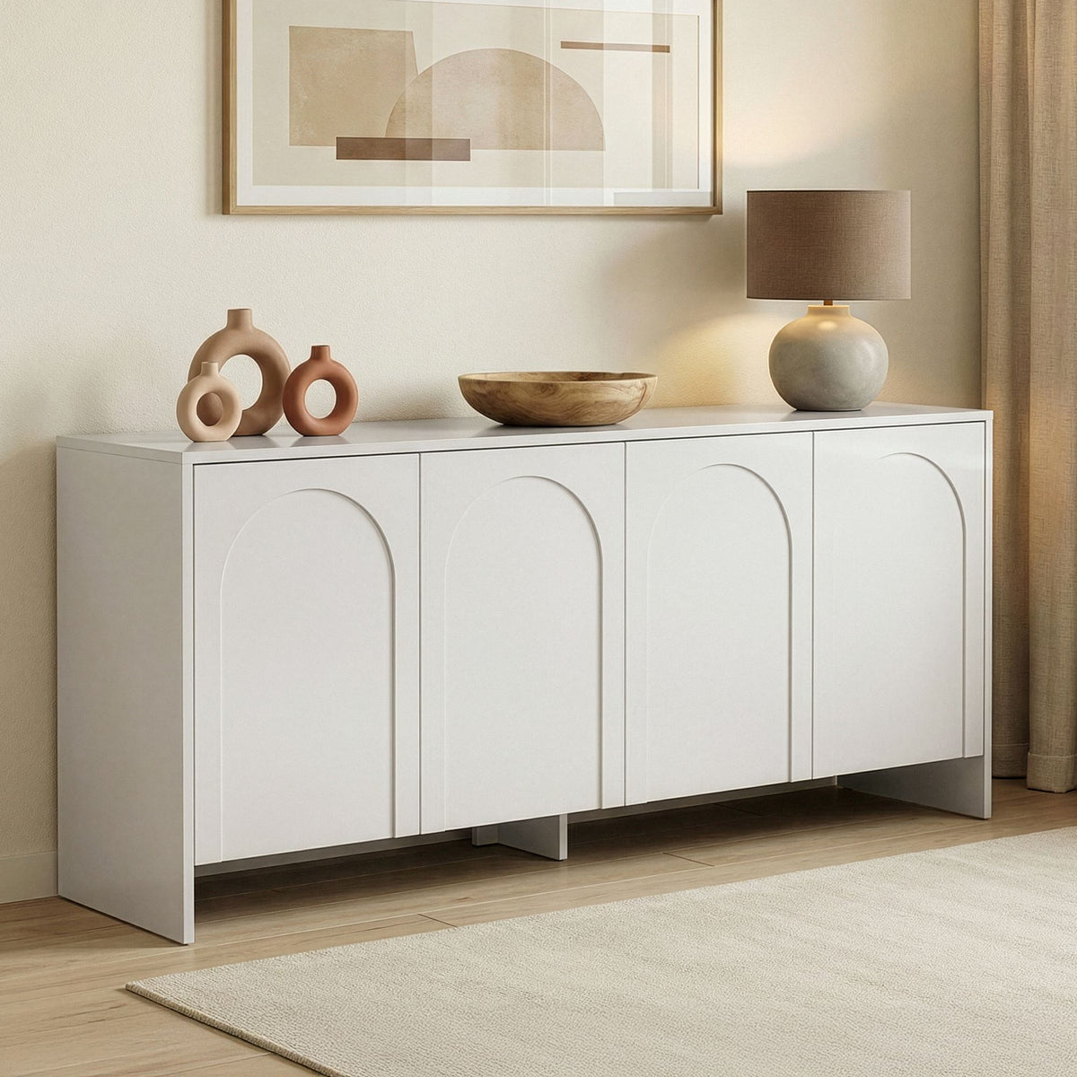 Κονσόλα Nemea Λευκό 180x45x80 εκ. Μελαμίνης - Pakobazaar