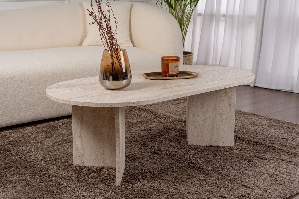Τραπεζάκι Σαλονιού Glossa Travertine 119x60x40 εκ. Μελαμίνης