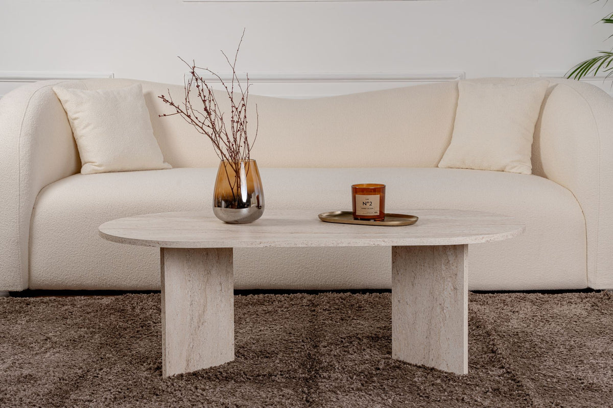 Τραπεζάκι Σαλονιού Glossa Travertine 119x60x40 εκ. Μελαμίνης