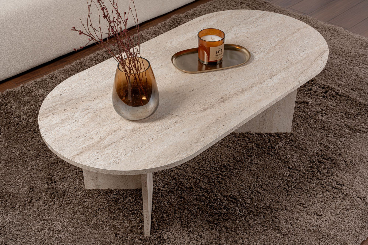 Τραπεζάκι Σαλονιού Glossa Travertine 119x60x40 εκ. Μελαμίνης