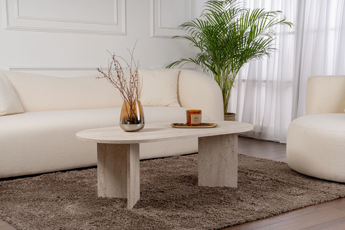 Τραπεζάκι Σαλονιού Glossa Travertine 119x60x40 εκ. Μελαμίνης
