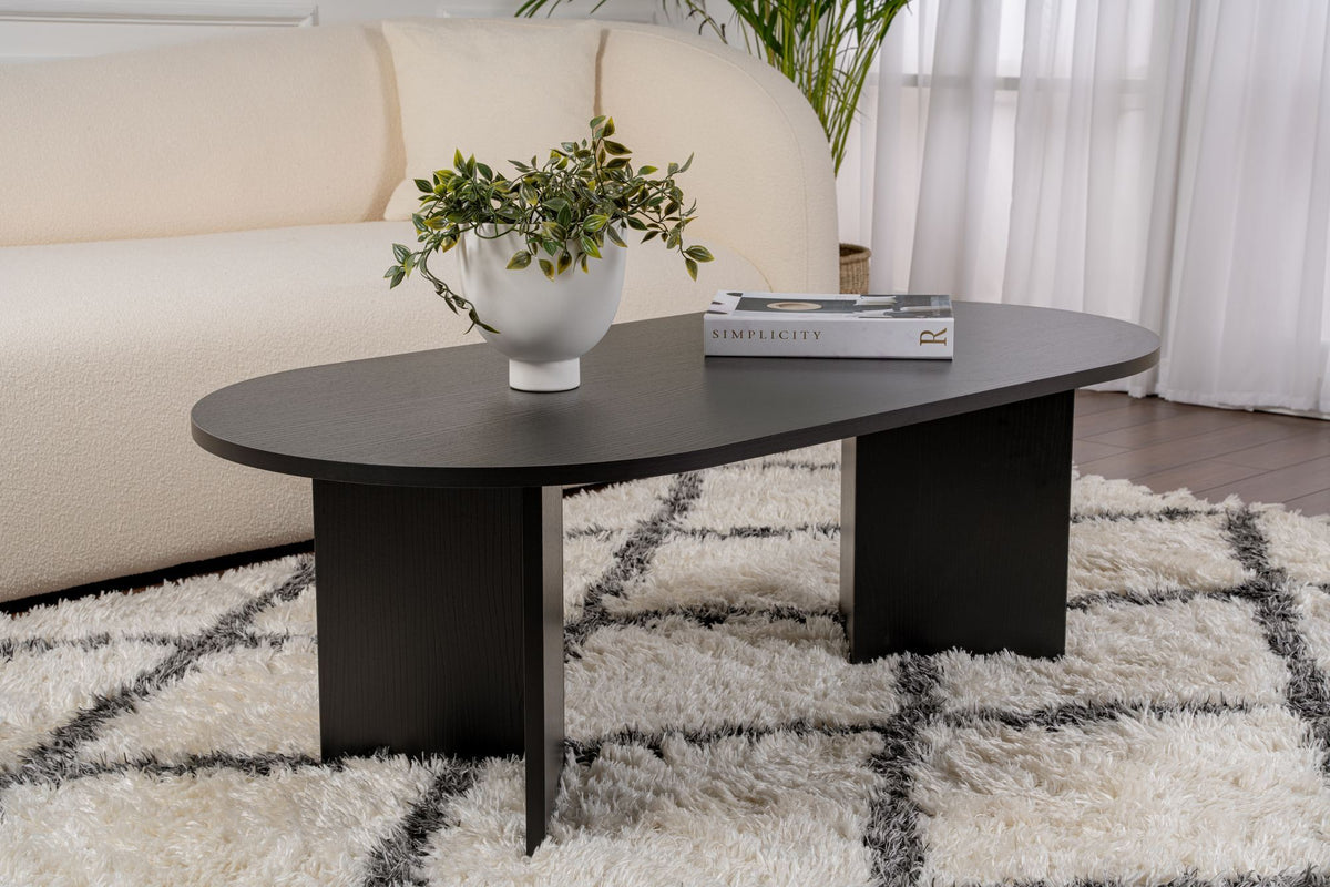 Τραπεζάκι Σαλονιού Glossa Μαύρο Ξύλο 119x60x40 εκ. Μελαμίνης