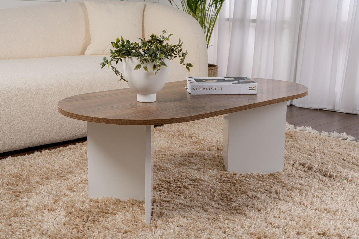 Τραπεζάκι Σαλονιού Glossa Καρυδί Venezia - Λευκό 119x60x40 εκ. Μελαμίνης