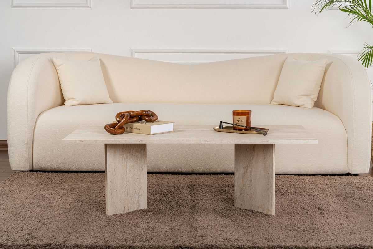 Τραπεζάκι Σαλονιού Elaia Travertine 119x60x40 εκ. Μελαμίνης