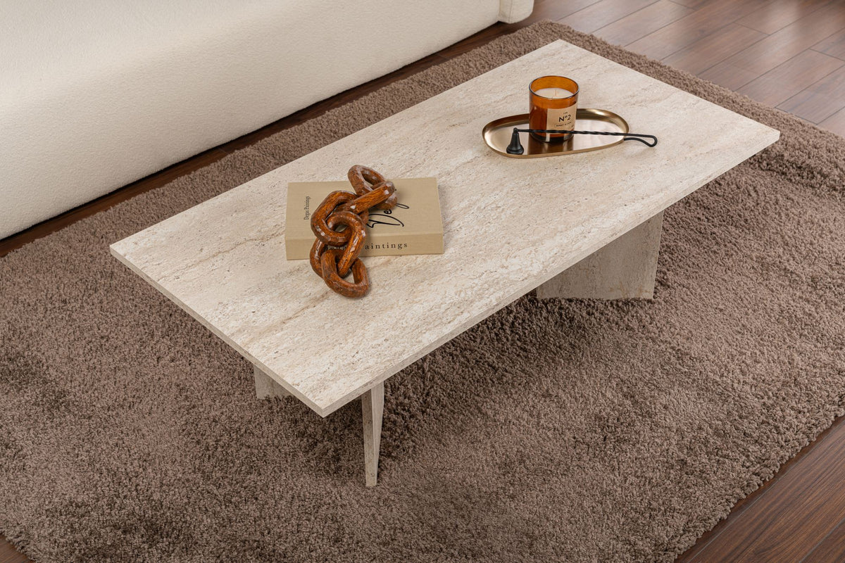 Τραπεζάκι Σαλονιού Elaia Travertine 119x60x40 εκ. Μελαμίνης