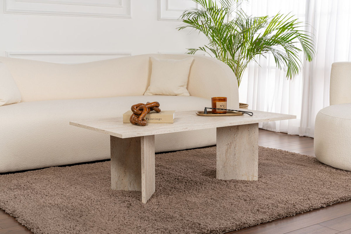 Τραπεζάκι Σαλονιού Elaia Travertine 119x60x40 εκ. Μελαμίνης