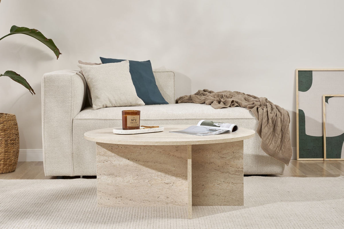 Τραπεζάκι Σαλονιού Selini Travertine 90x90x40 εκ. Μελαμίνης