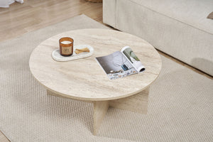 Τραπεζάκι Σαλονιού Selini Travertine 90x90x40 εκ. Μελαμίνης