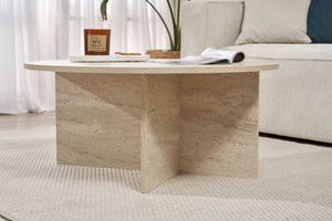 Τραπεζάκι Σαλονιού Selini Travertine 90x90x40 εκ. Μελαμίνης
